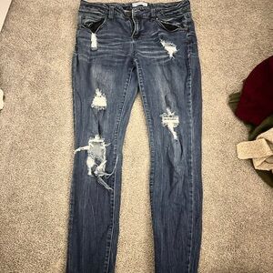 Refuge Distressed Blue Skinny Jeans